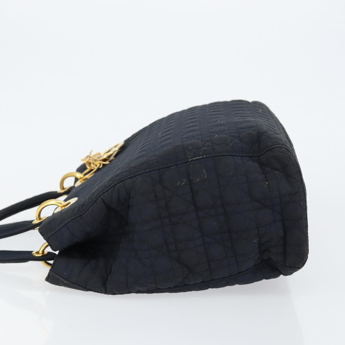 Christian Dior Canage Hand Bag Nylon Navy Gold Auth gh1098