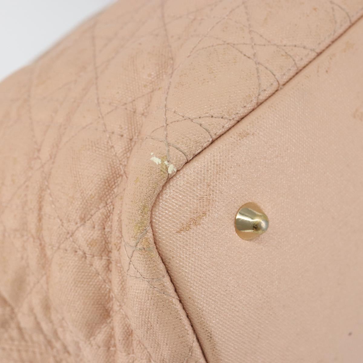 Christian Dior Canage Tote Bag Coated Canvas Pink Gold Auth gh1099