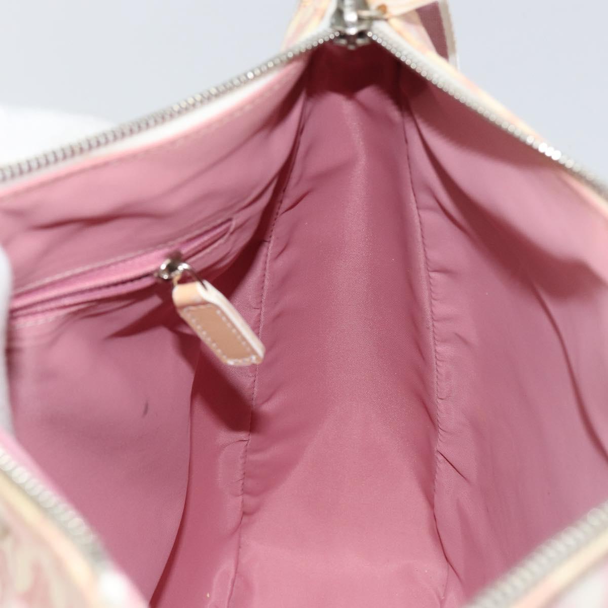 Christian Dior Trotter Canvas Shoulder Bag PVC Pink Silver Auth gh1100