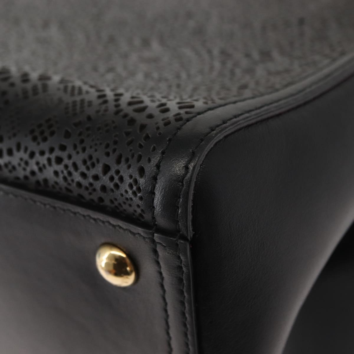 Salvatore Ferragamo Vala Chain Tote Bag Leather Black Gold Auth gh1102