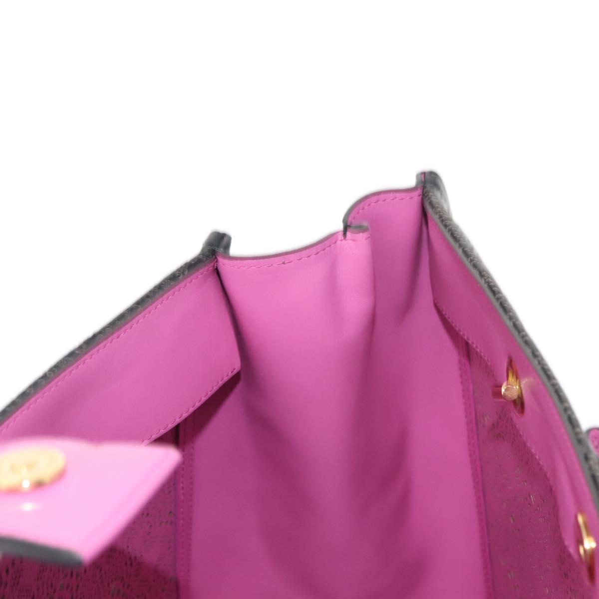 Salvatore Ferragamo Vala Chain Tote Bag Leather Black Gold Auth gh1102