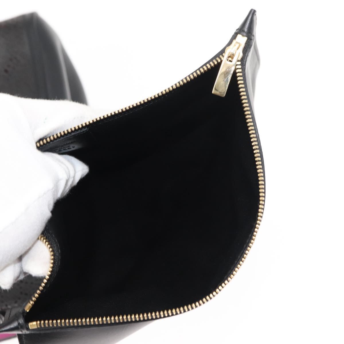 Salvatore Ferragamo Vala Chain Tote Bag Leather Black Gold Auth gh1102