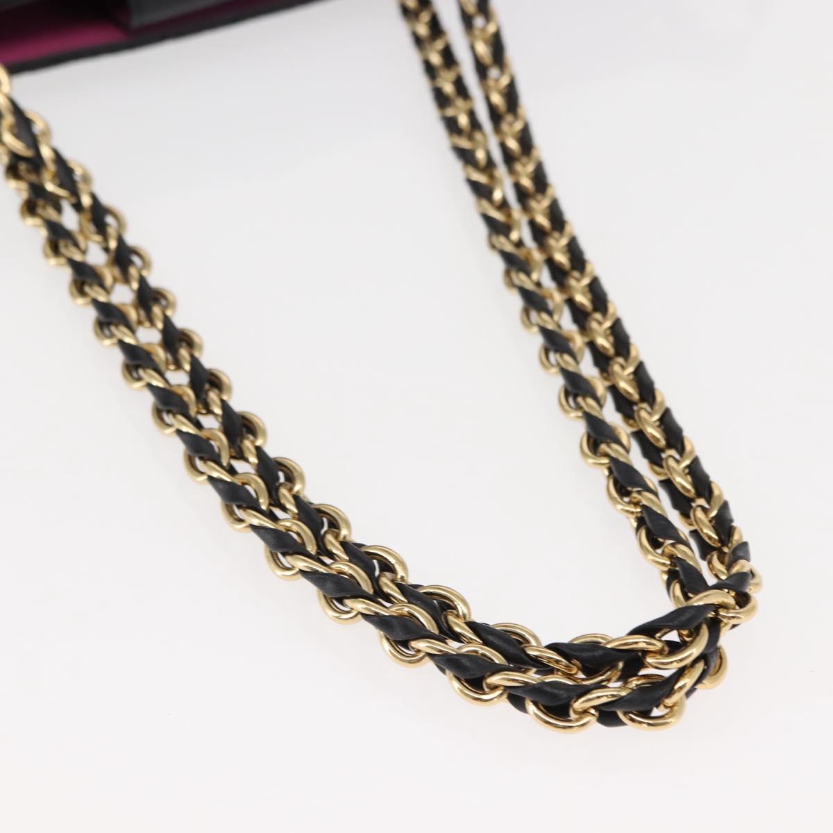 Salvatore Ferragamo Vala Chain Tote Bag Leather Black Gold Auth gh1102