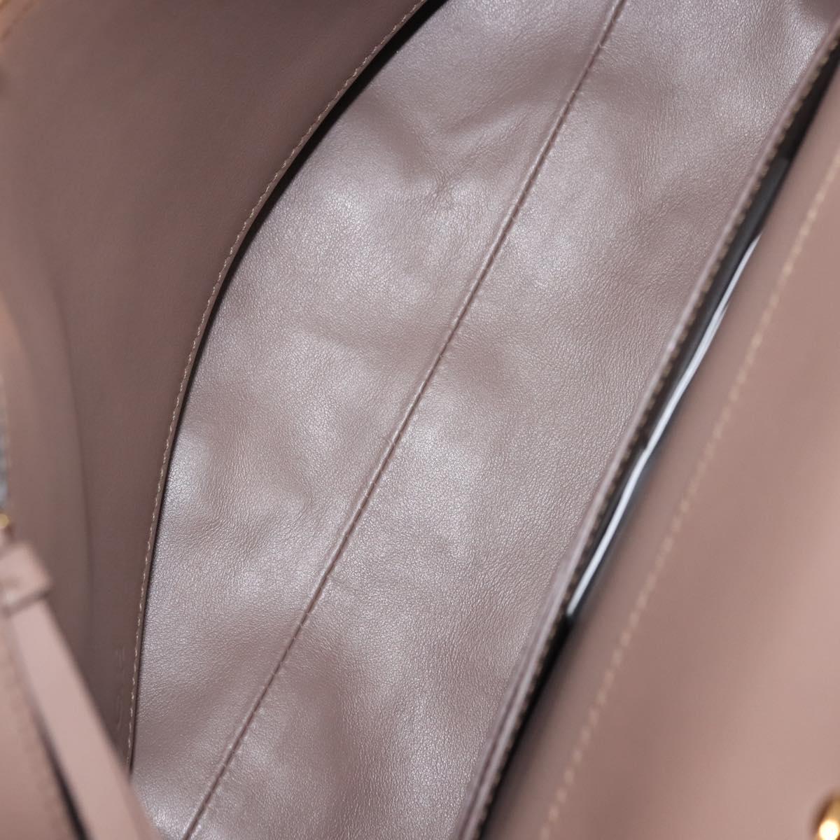 Salvatore Ferragamo Gancini Hand Bag Leather 2way Beige Gold Auth gh1103