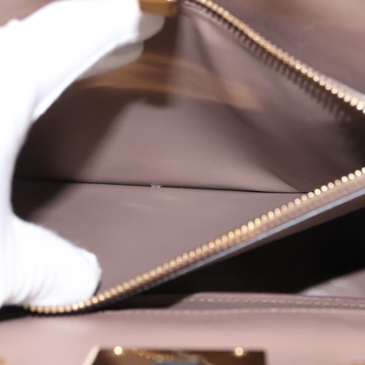 Salvatore Ferragamo Gancini Hand Bag Leather 2way Beige Gold Auth gh1103