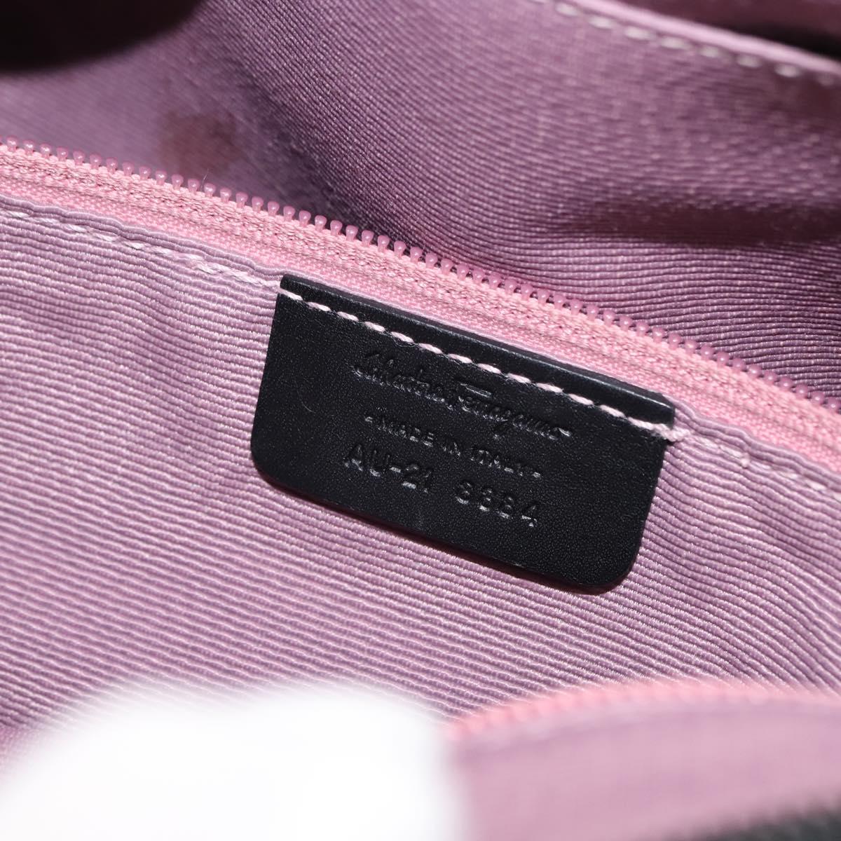 Salvatore Ferragamo Gancini Tote Bag Canvas Black Silver Auth gh1104