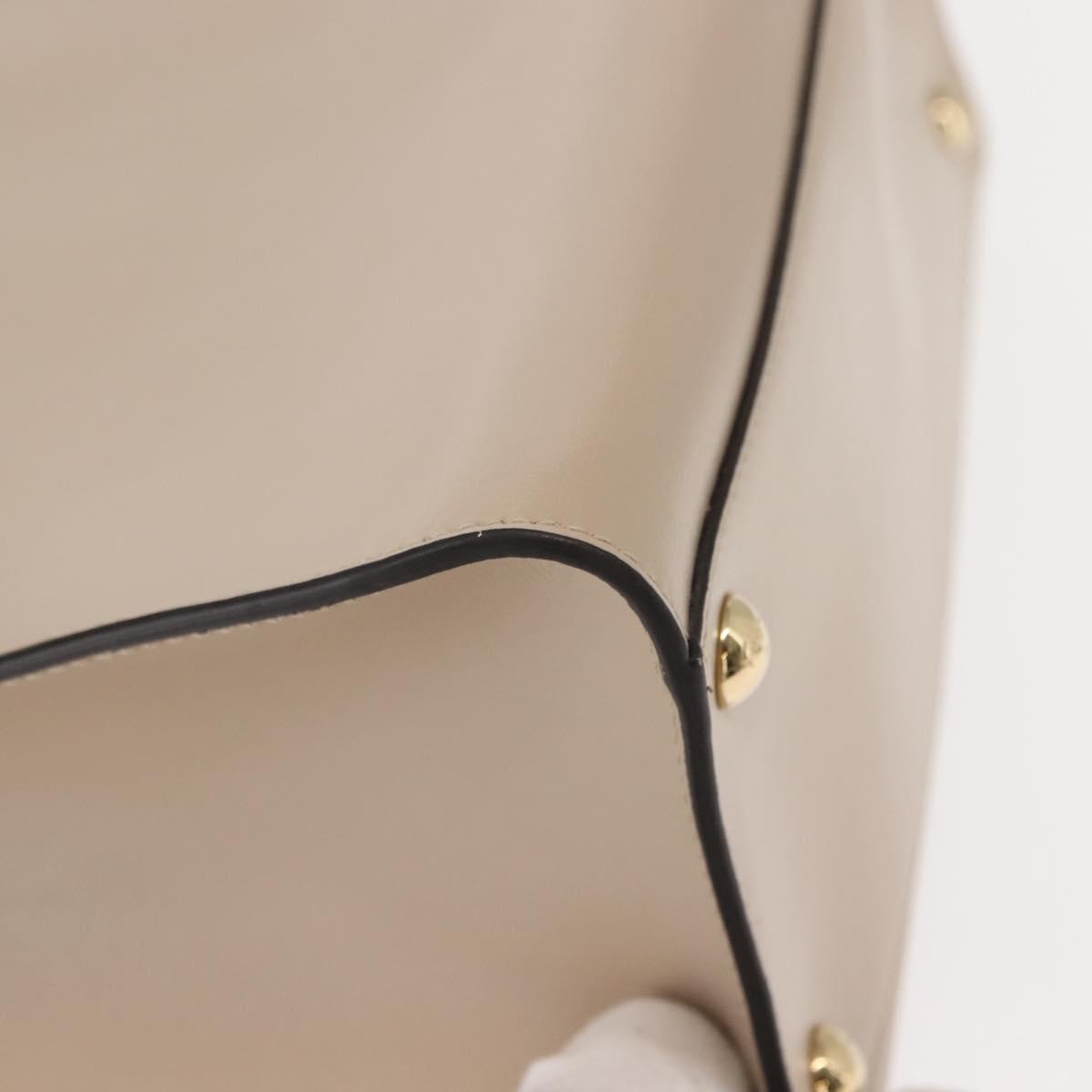 Salvatore Ferragamo Vala Hand Bag Leather 2way Beige Gold Auth gh1107