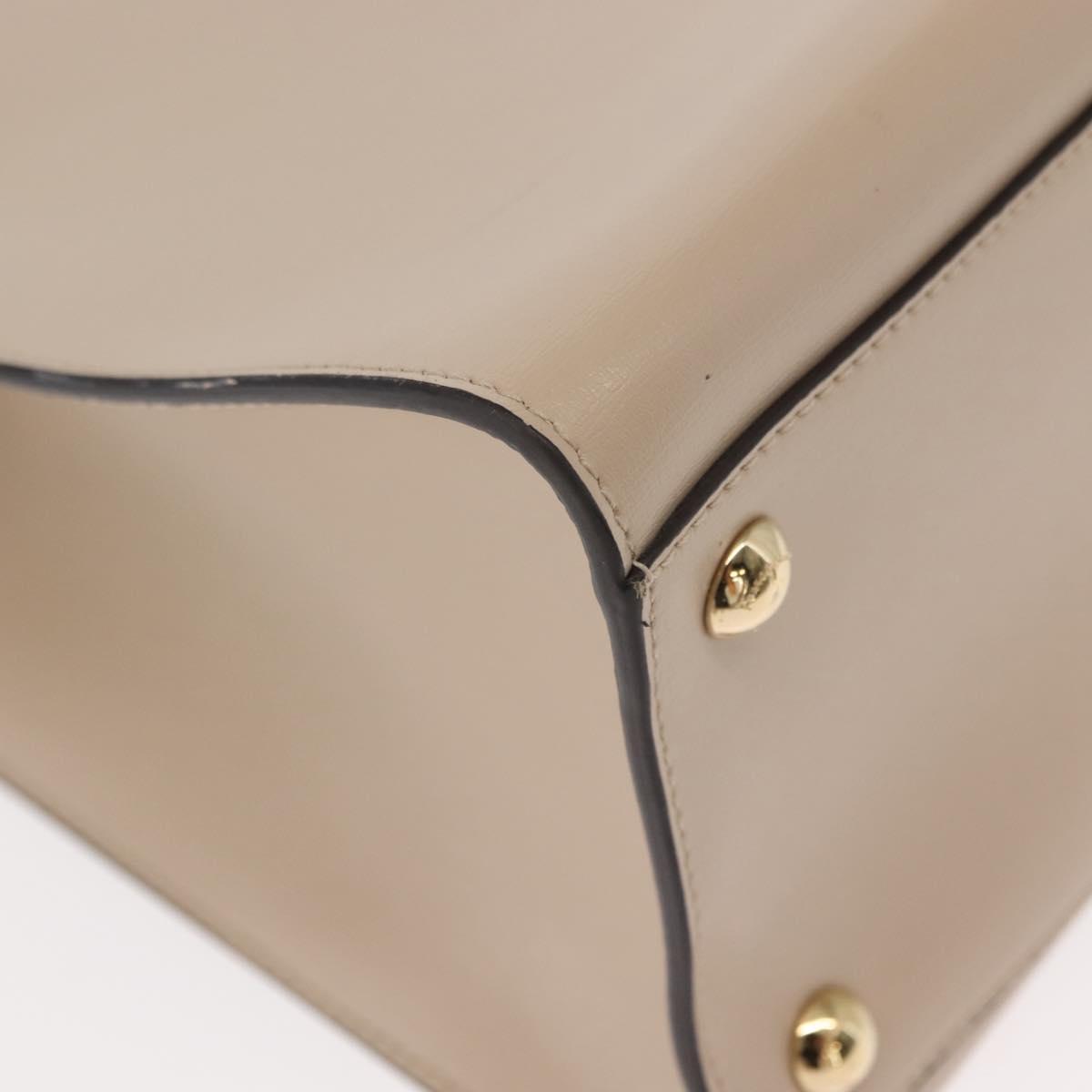 Salvatore Ferragamo Vala Hand Bag Leather 2way Beige Gold Auth gh1107