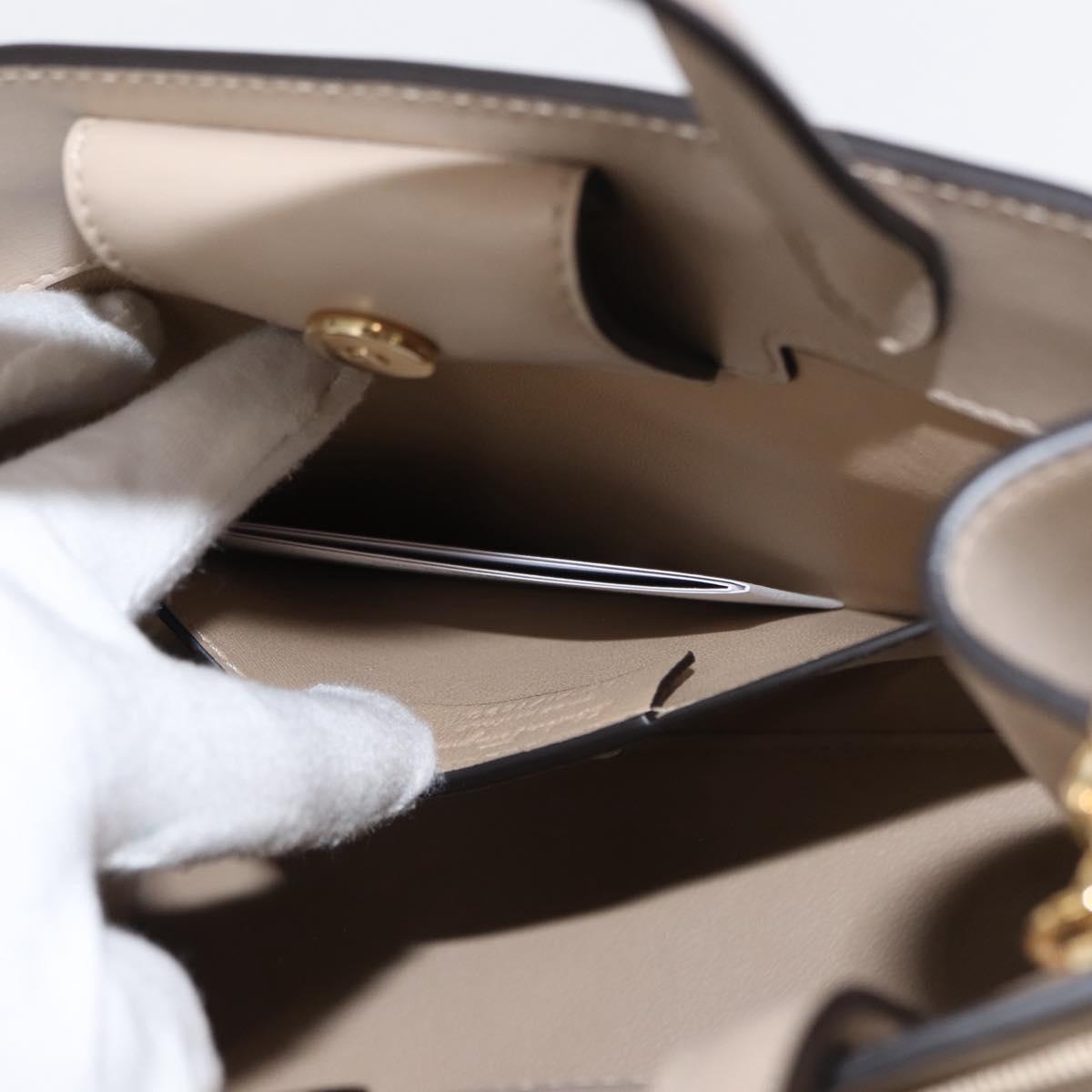 Salvatore Ferragamo Vala Hand Bag Leather 2way Beige Gold Auth gh1107