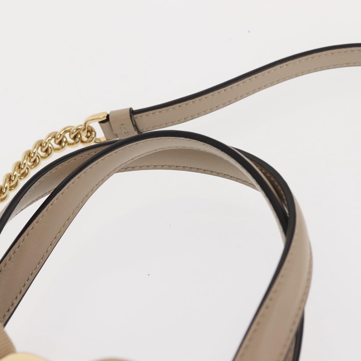 Salvatore Ferragamo Vala Hand Bag Leather 2way Beige Gold Auth gh1107