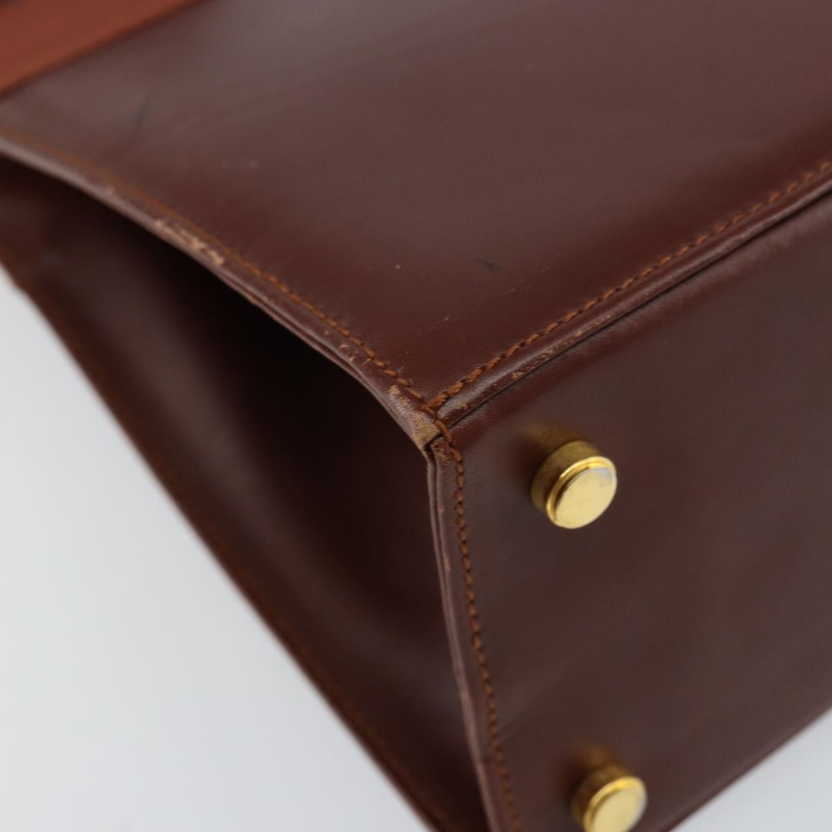 Salvatore Ferragamo Vala Hand Bag Leather 2way Brown Gold Auth gh1108