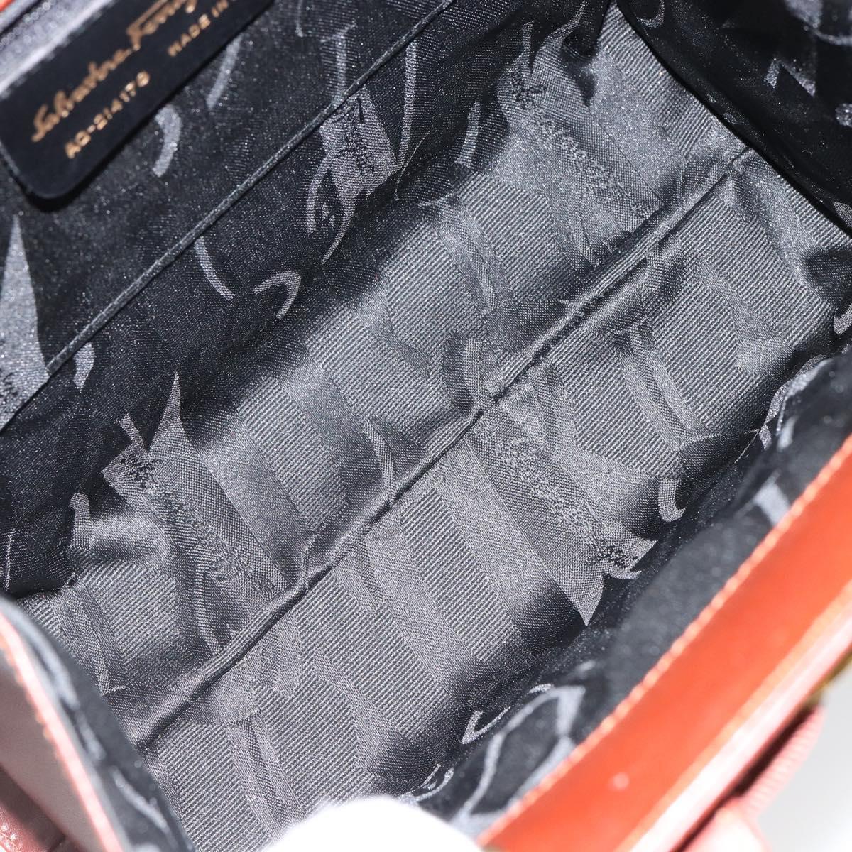 Salvatore Ferragamo Vala Hand Bag Leather 2way Brown Gold Auth gh1108