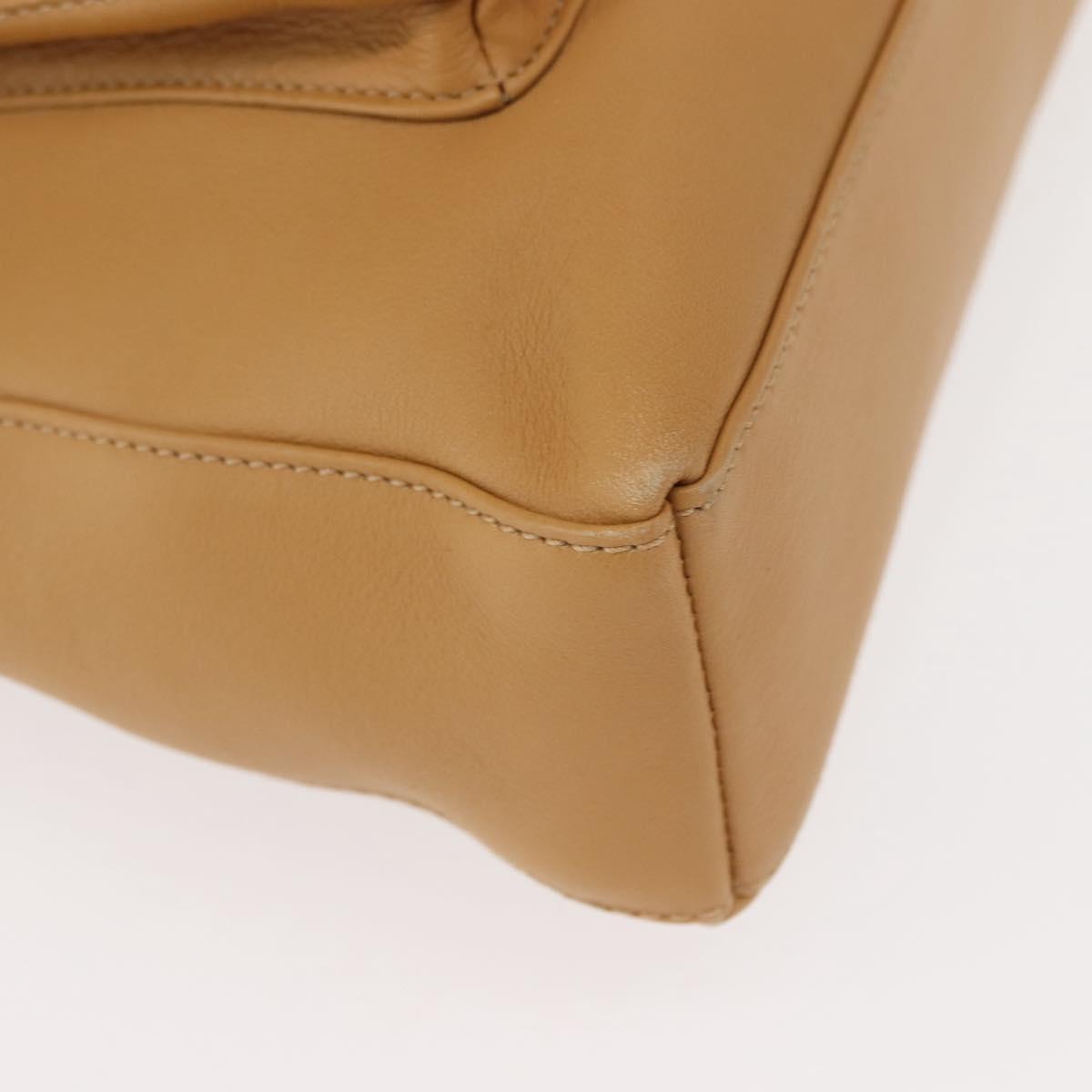 Salvatore Ferragamo Shoulder Bag Leather Beige Gold Auth gh1110