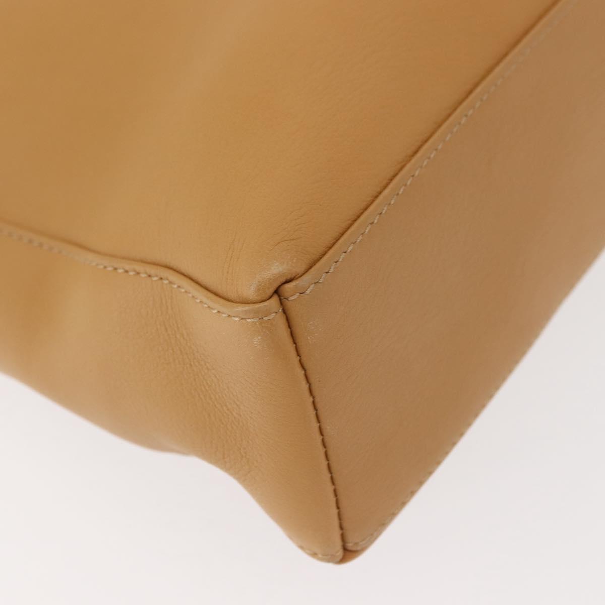 Salvatore Ferragamo Shoulder Bag Leather Beige Gold Auth gh1110