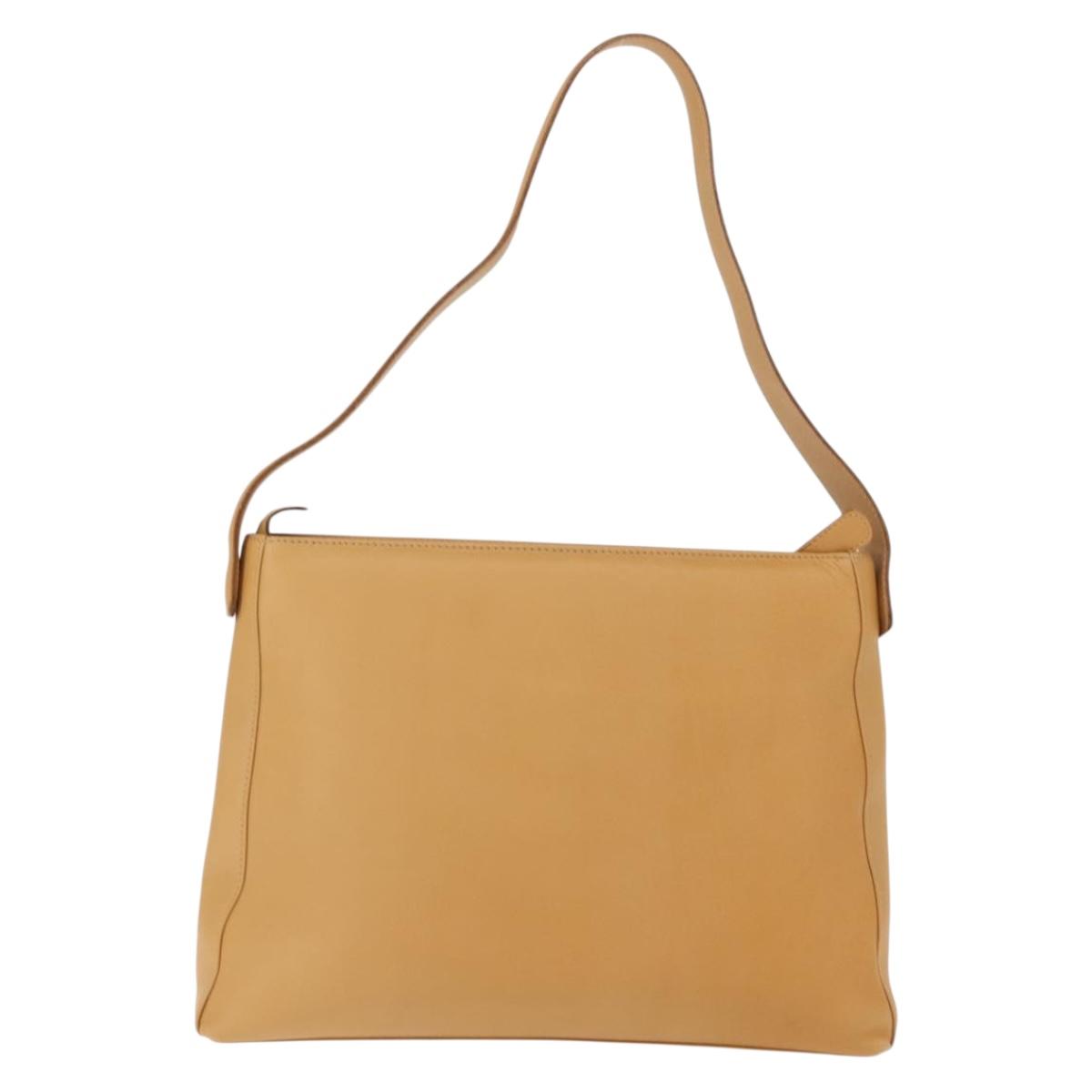 Salvatore Ferragamo Shoulder Bag Leather Beige Gold Auth gh1110