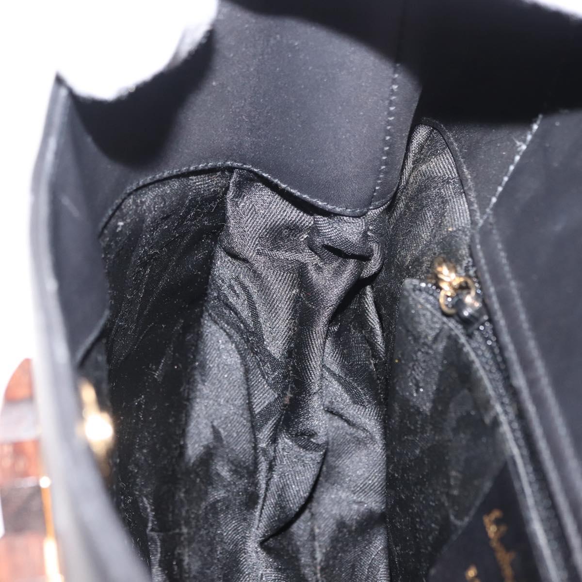 Salvatore Ferragamo Shoulder Bag Leather Black Gold Auth gh1111