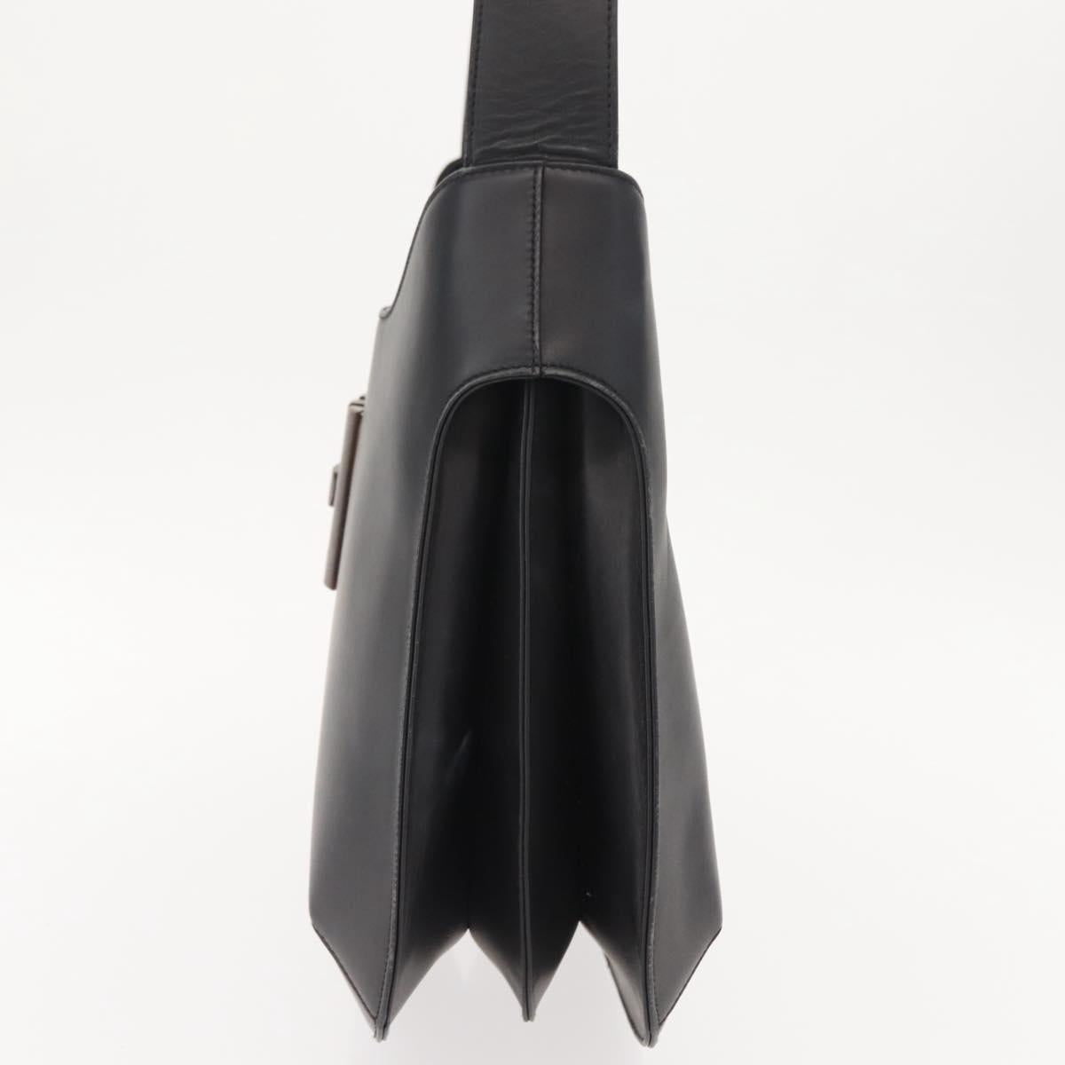 Salvatore Ferragamo Shoulder Bag Leather Black Gold Auth gh1111