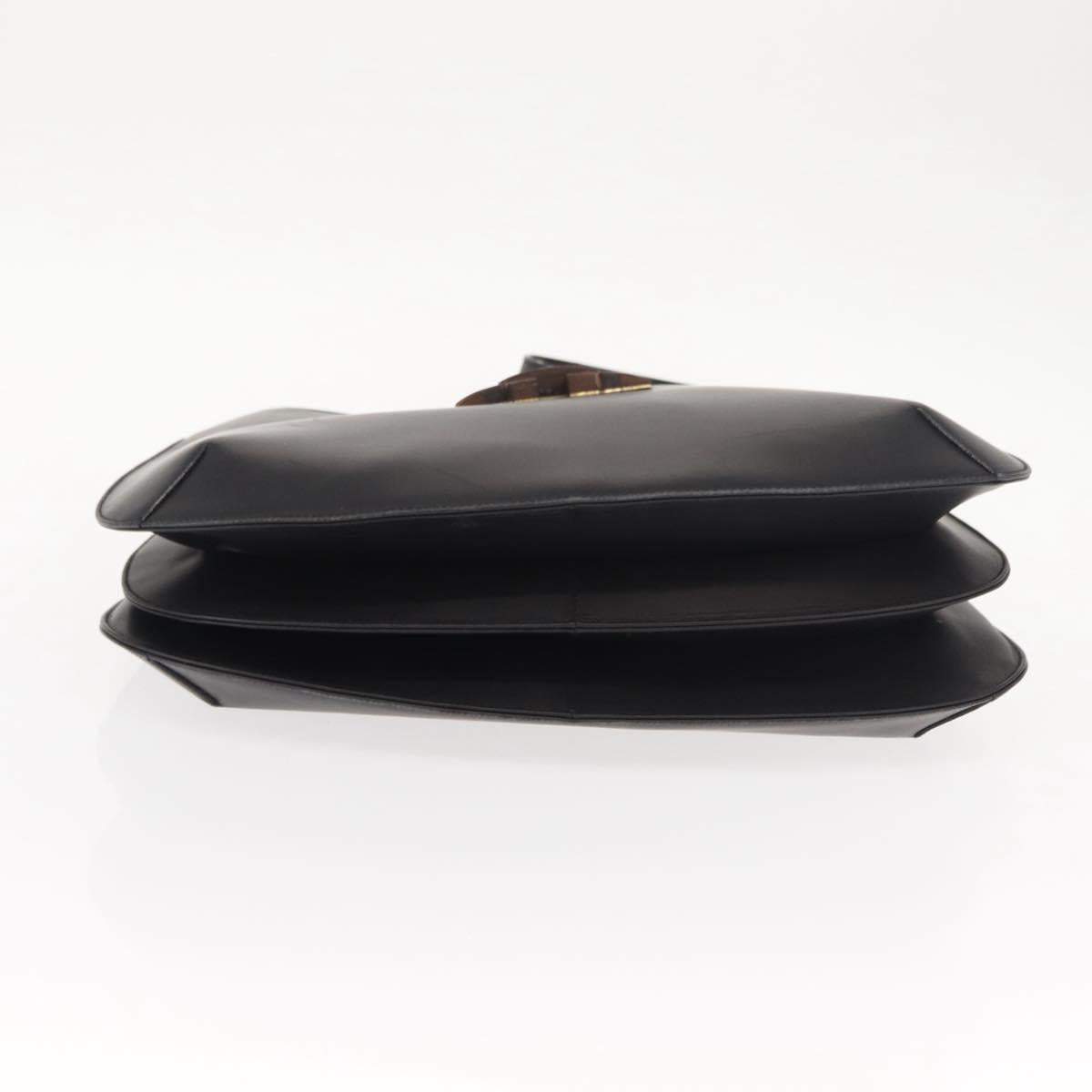 Salvatore Ferragamo Shoulder Bag Leather Black Gold Auth gh1111