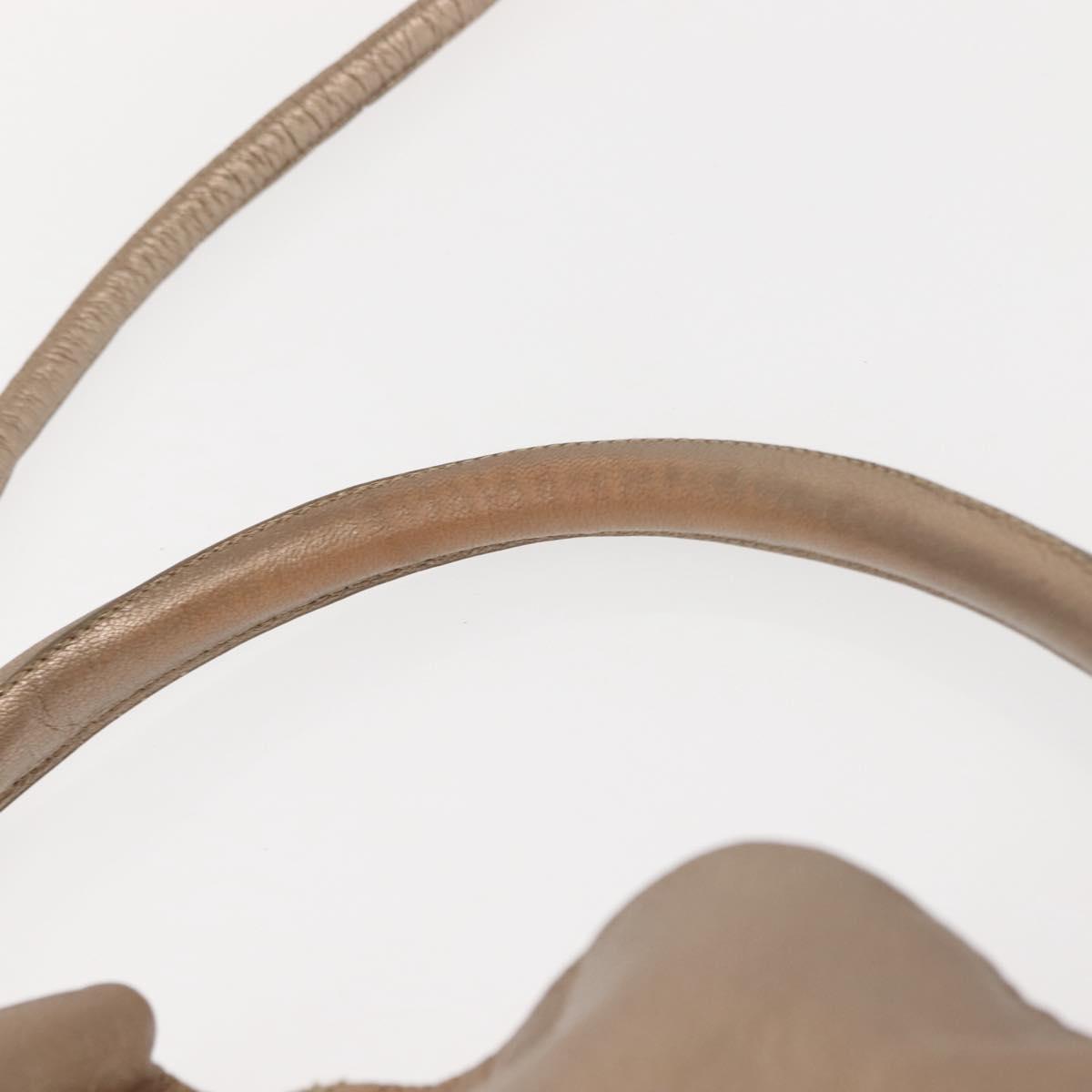 Salvatore Ferragamo Gancini Shoulder Bag Leather 2way Champagne Gold Auth gh1114