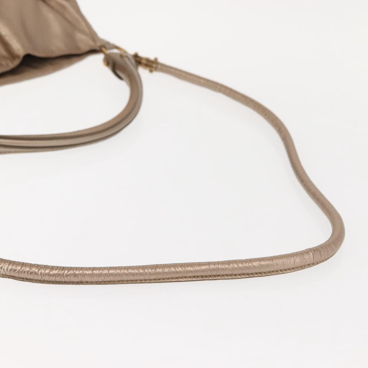 Salvatore Ferragamo Gancini Shoulder Bag Leather 2way Champagne Gold Auth gh1114