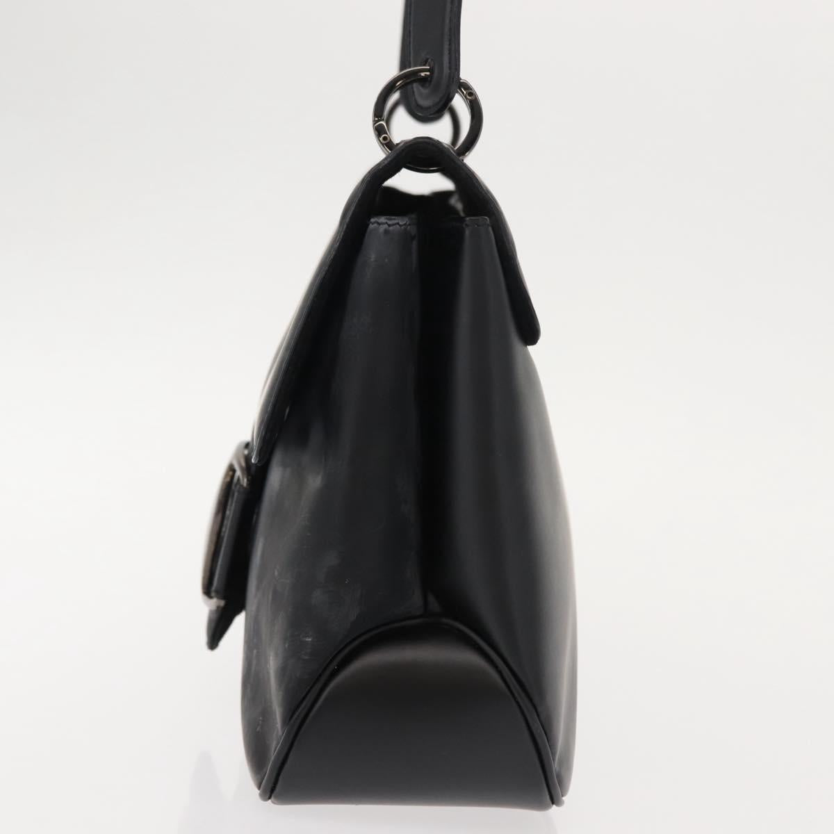 Salvatore Ferragamo Vala Shoulder Bag Leather Black Silver Auth gh1115