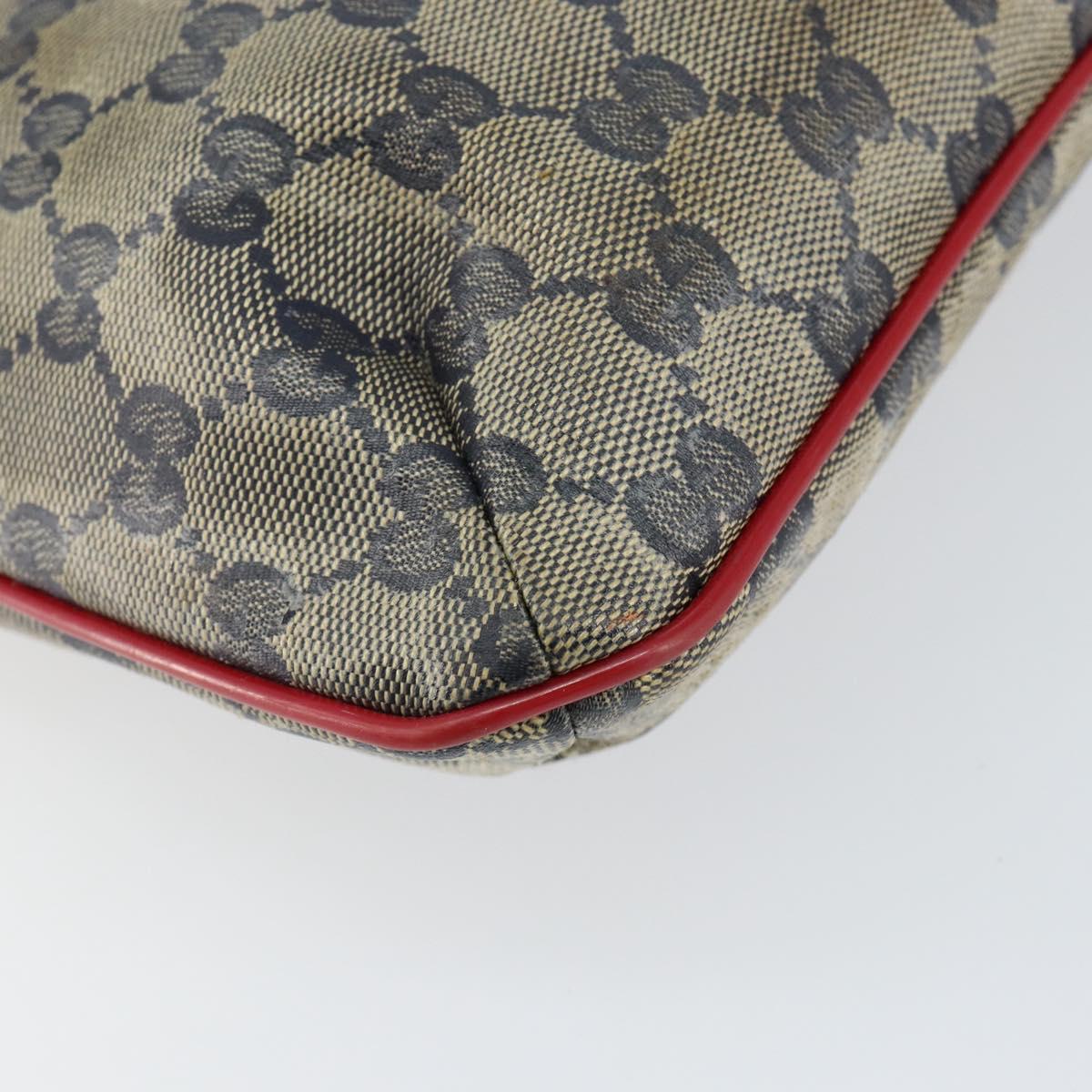 GUCCI GG Canvas Sherry Line Shoulder Bag Navy Gold 189749 Auth gh1116