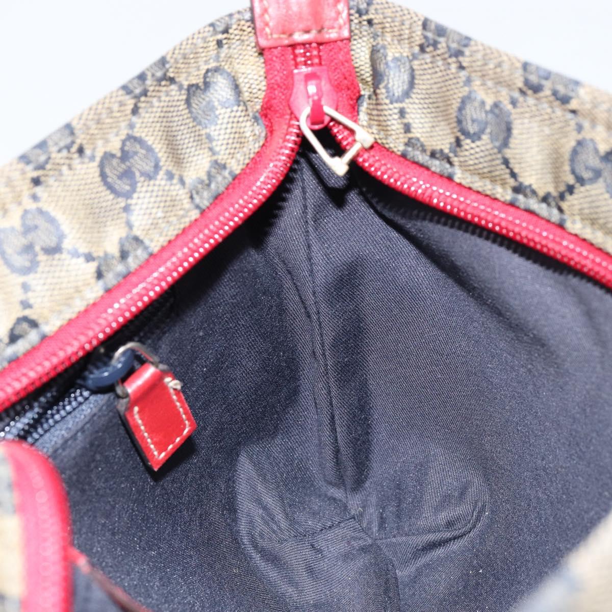 GUCCI GG Canvas Sherry Line Shoulder Bag Navy Gold 189749 Auth gh1116