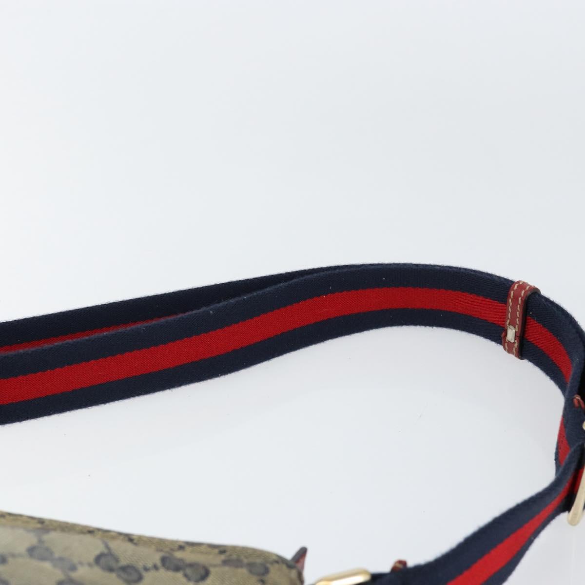 GUCCI GG Canvas Sherry Line Shoulder Bag Navy Gold 189749 Auth gh1116