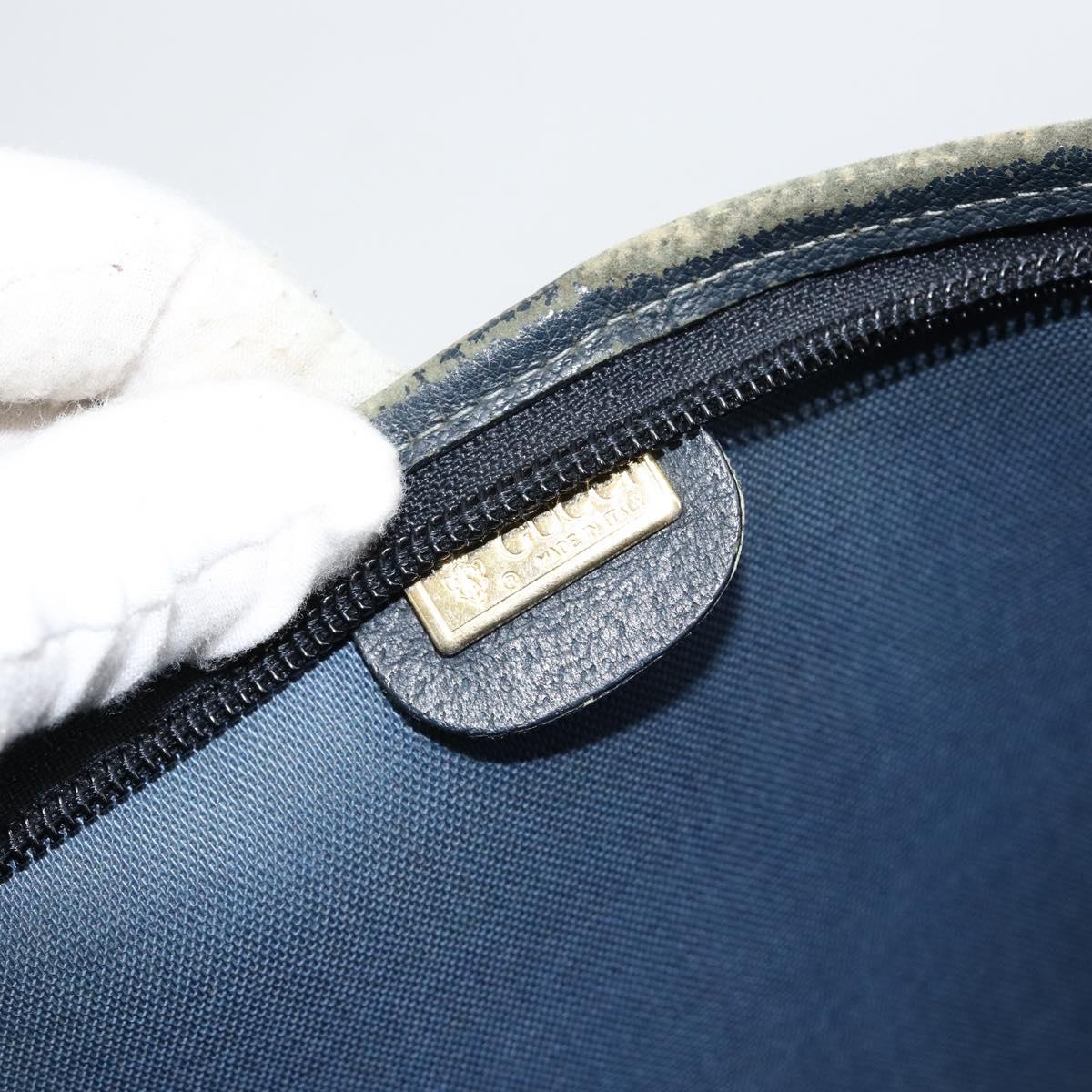 GUCCI GG Supreme Sherry Line Tote Bag PVC Navy Gold 002 983 0163 Auth gh1118