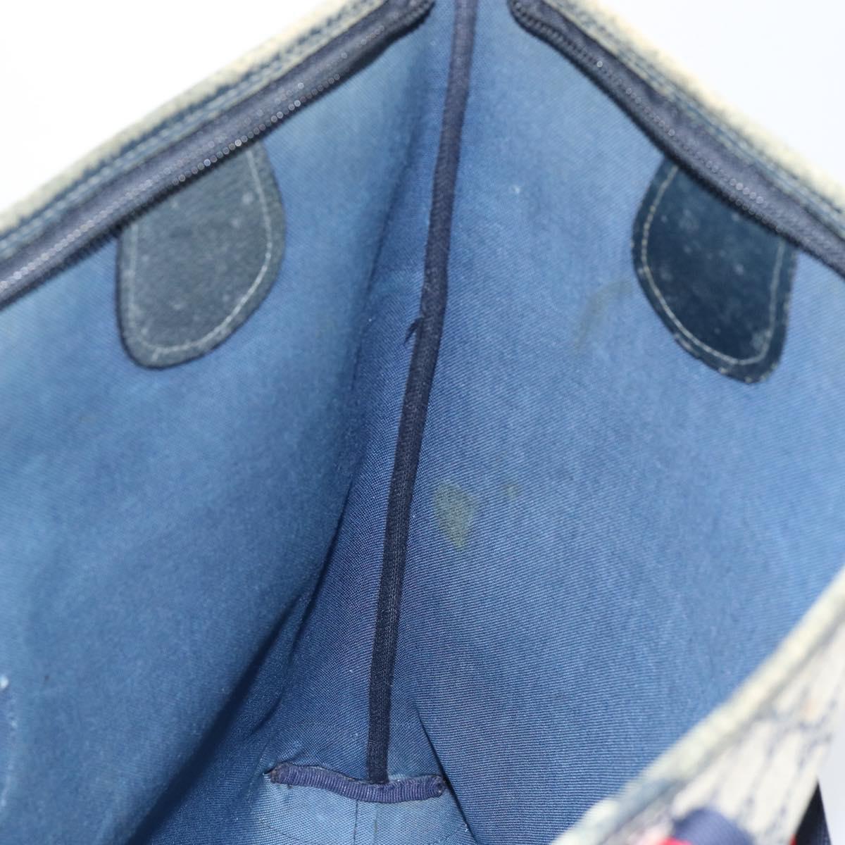 GUCCI GG Supreme Sherry Line Tote Bag PVC Navy Gold 002 983 0163 Auth gh1118