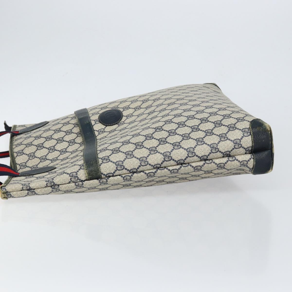 GUCCI GG Supreme Sherry Line Tote Bag PVC Navy Gold 002 983 0163 Auth gh1118