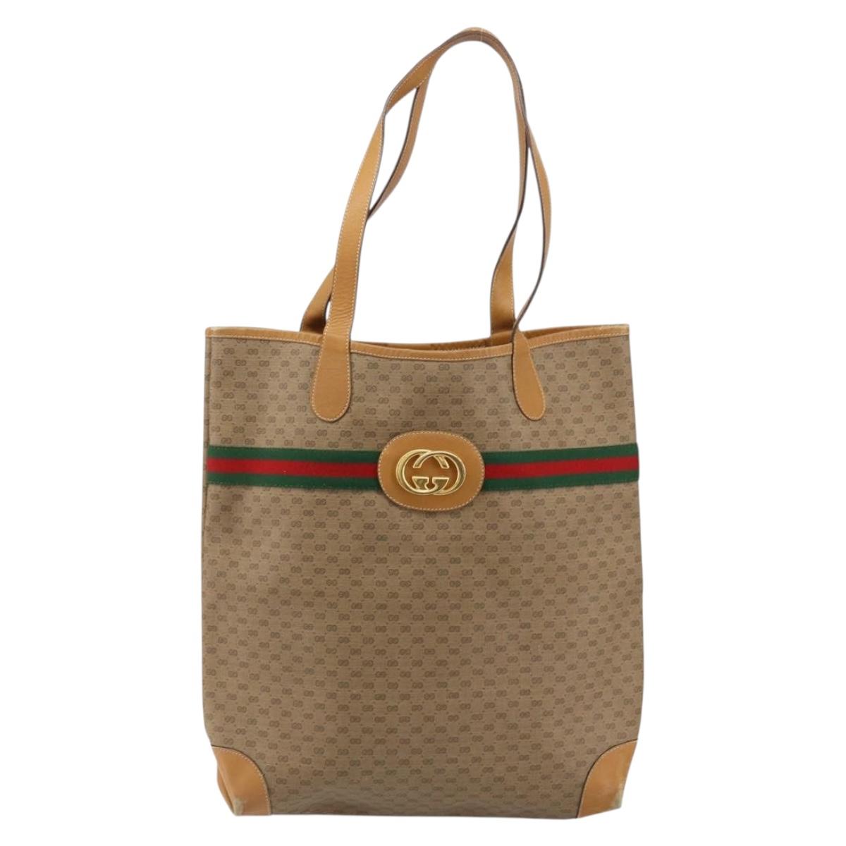 GUCCI Micro GG Supreme Web Sherry Line Bag PVC Beige 002 904 0131 Auth gh1123