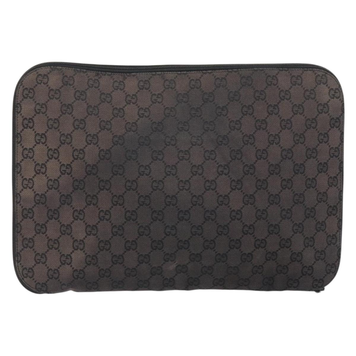 GUCCI GG Canvas Clutch Bag Black Silver 017 1502 Auth gh1125