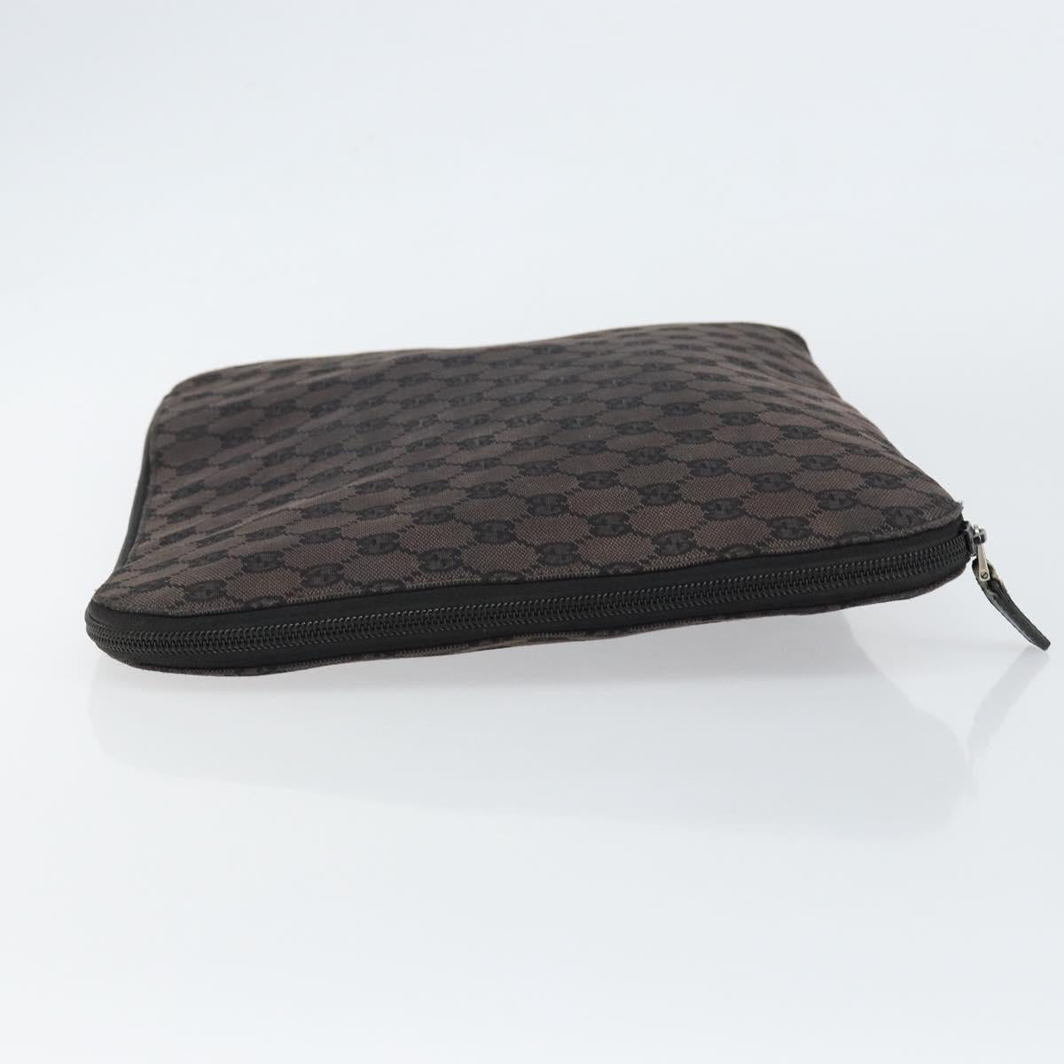 GUCCI GG Canvas Clutch Bag Black Silver 017 1502 Auth gh1125