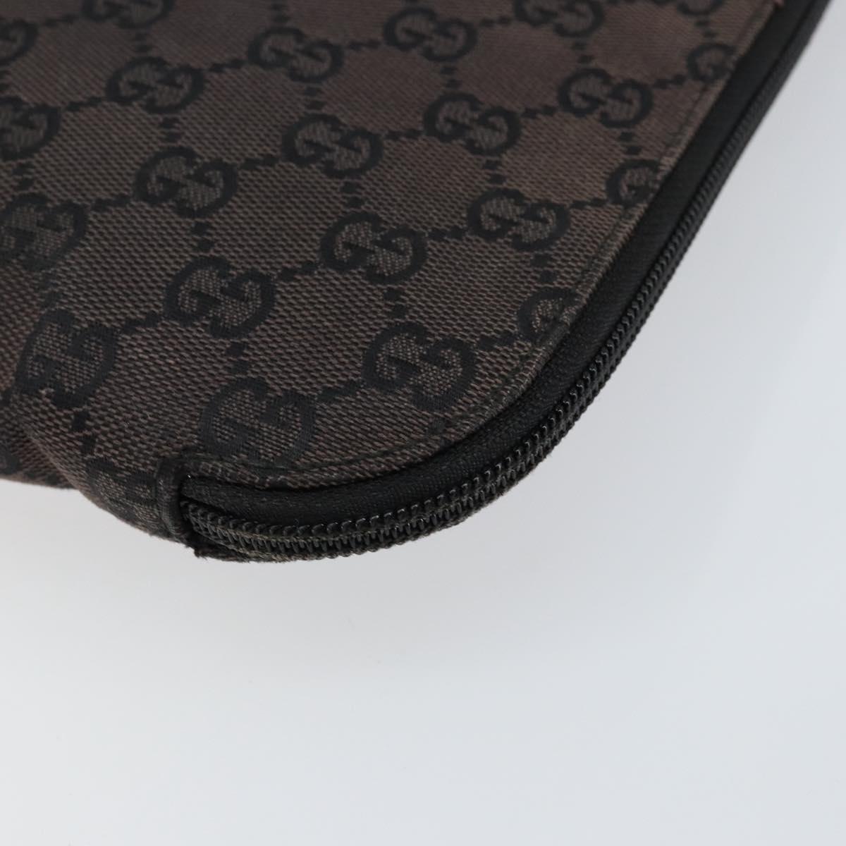 GUCCI GG Canvas Clutch Bag Black Silver 017 1502 Auth gh1125