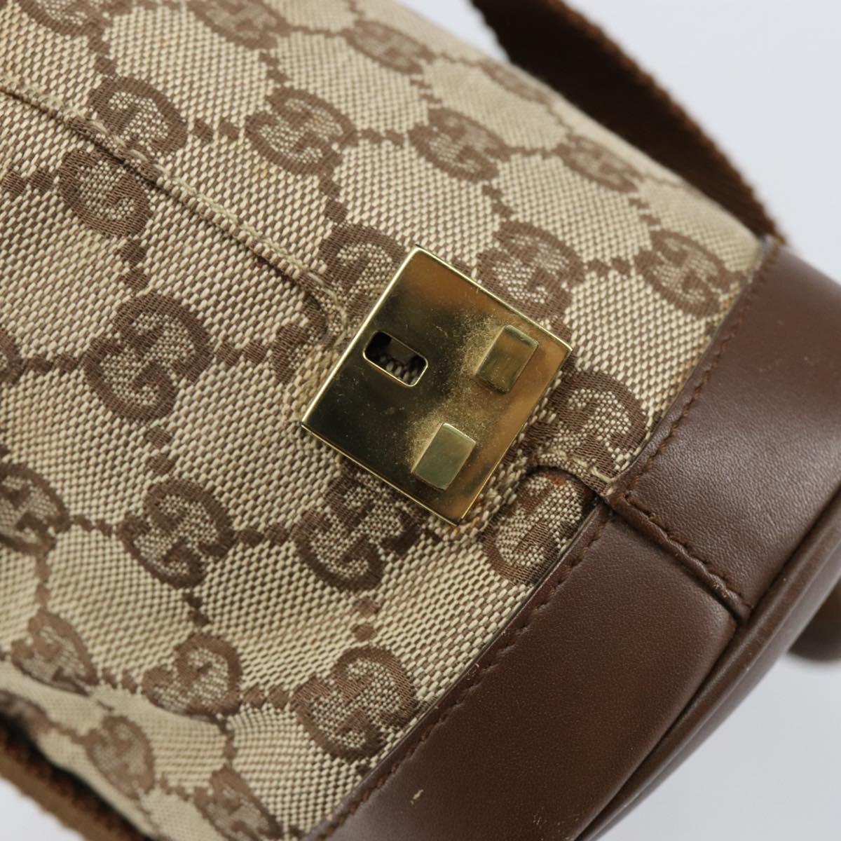 GUCCI GG Canvas Hand Bag Beige Gold 92734 Auth gh1128