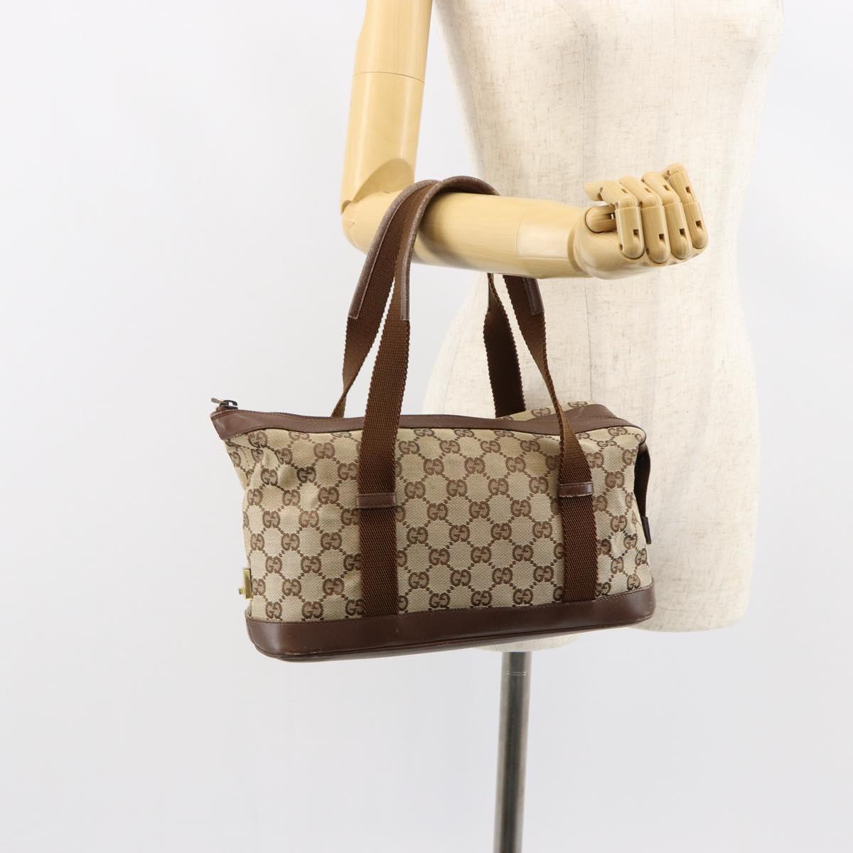GUCCI GG Canvas Hand Bag Beige Gold 92734 Auth gh1128