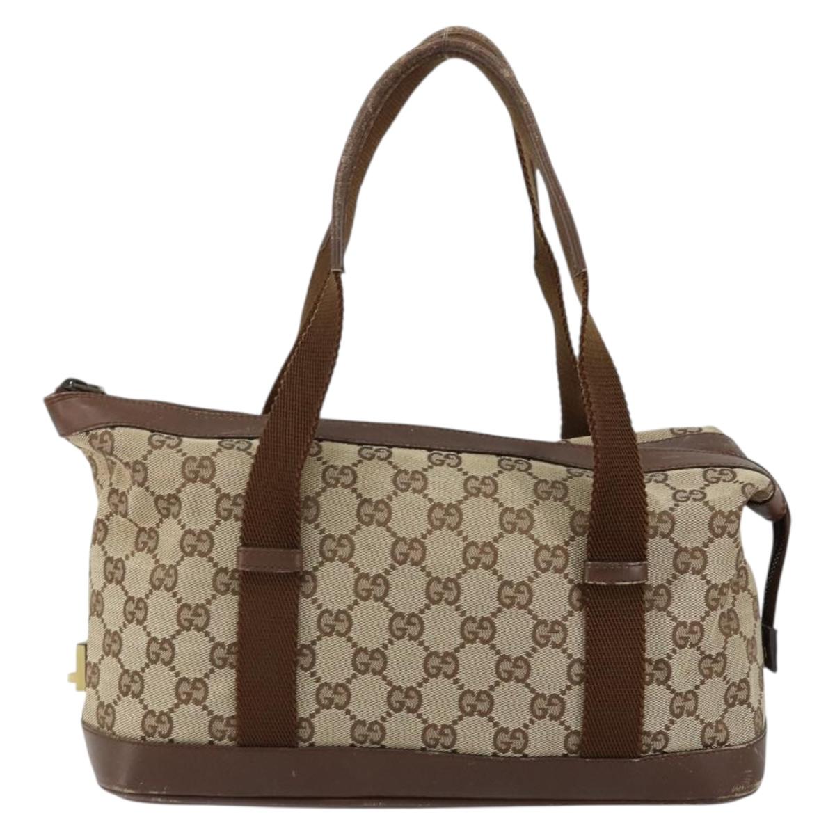 GUCCI GG Canvas Hand Bag Beige Gold 92734 Auth gh1128