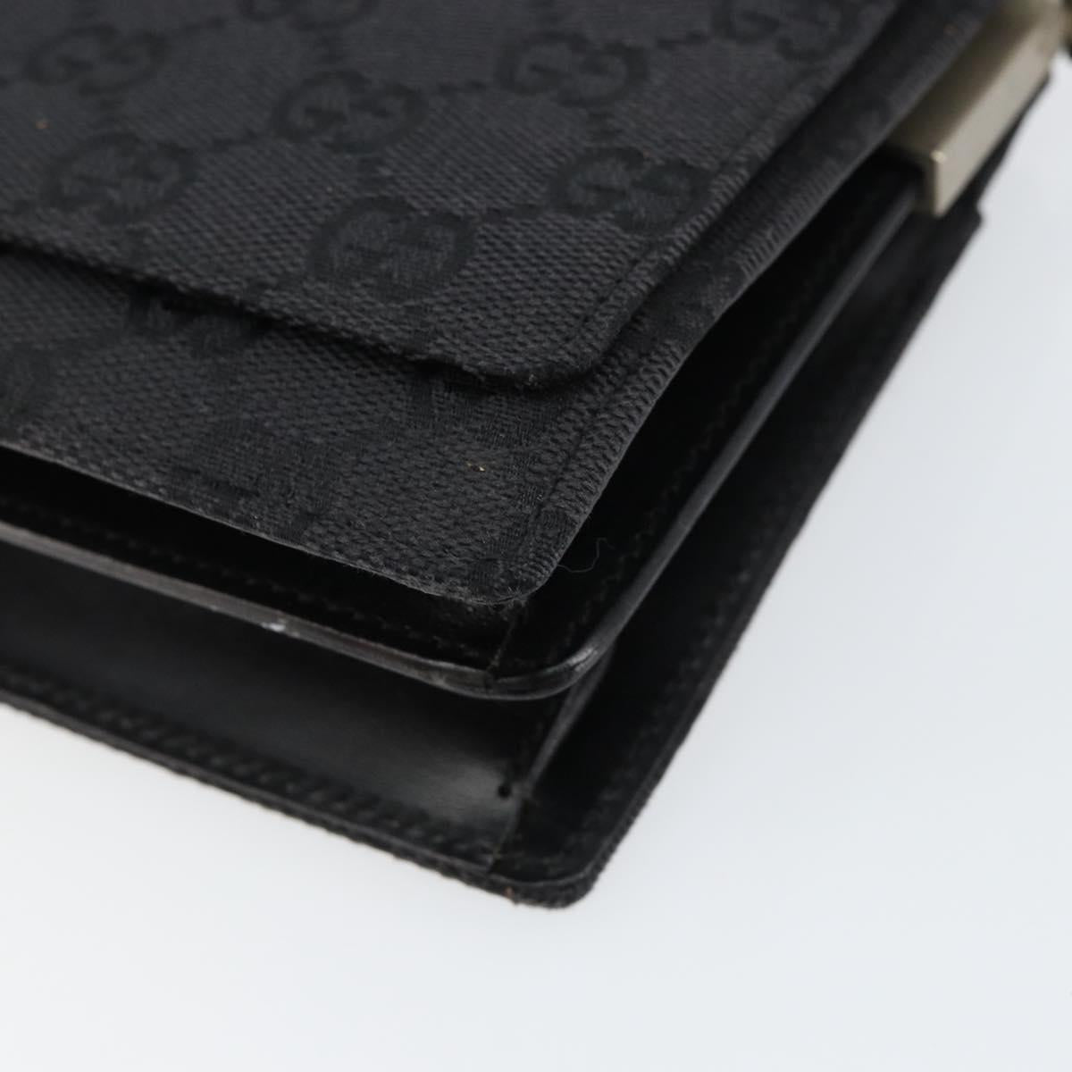 GUCCI GG Canvas Shoulder Bag Black Silver 001 3815 Auth gh1129