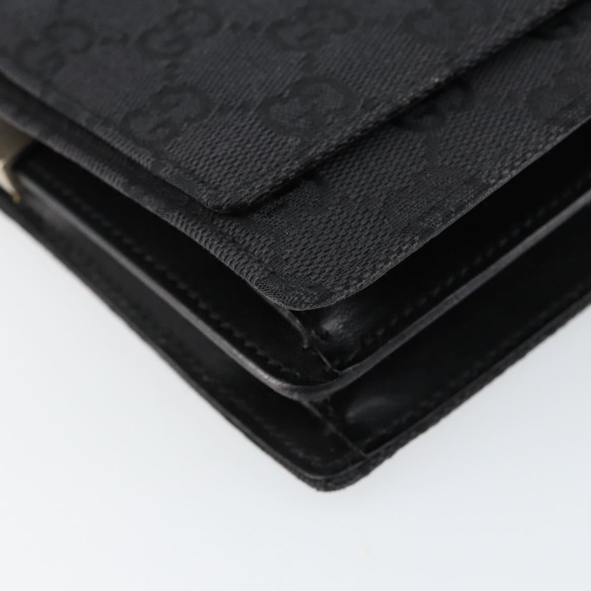 GUCCI GG Canvas Shoulder Bag Black Silver 001 3815 Auth gh1129