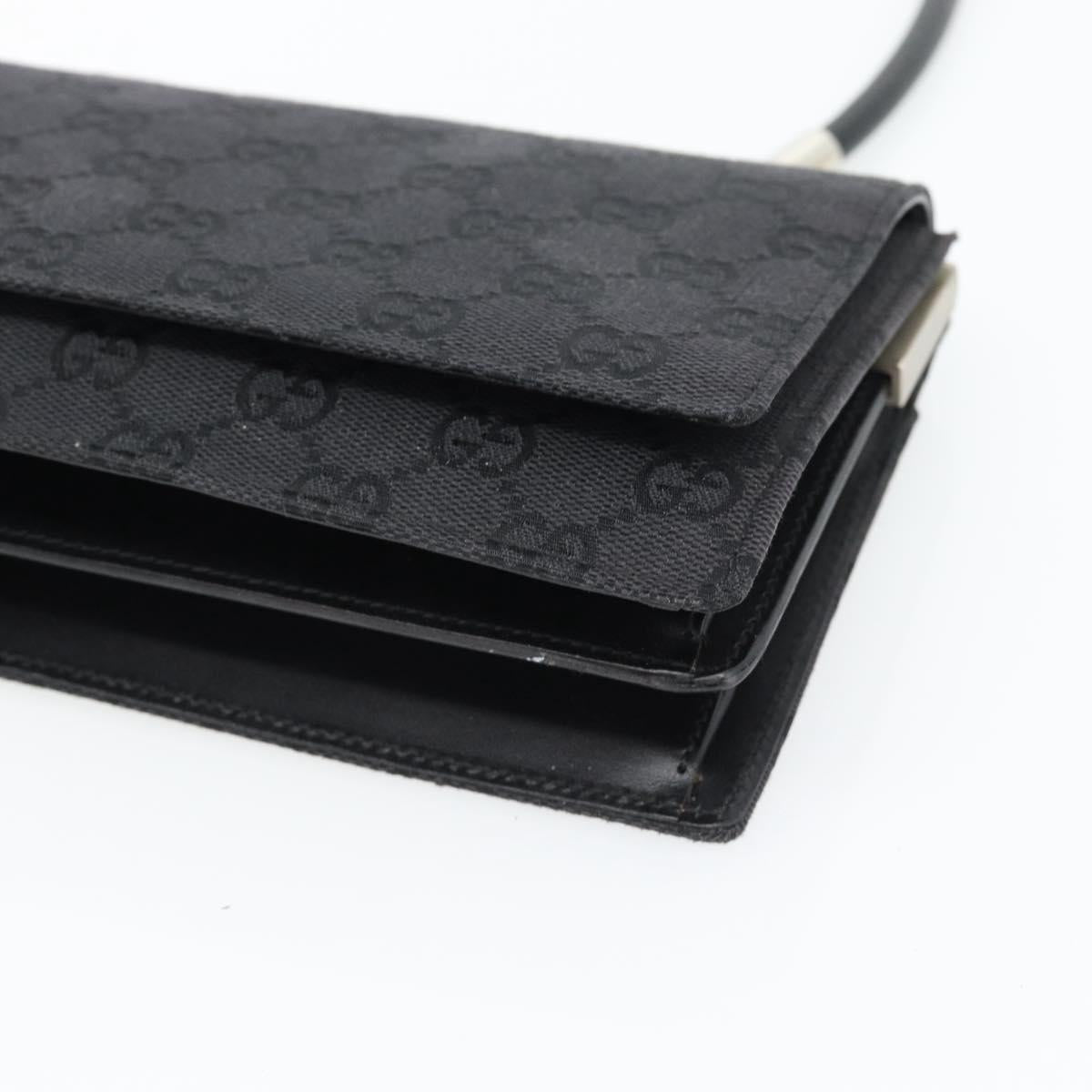 GUCCI GG Canvas Shoulder Bag Black Silver 001 3815 Auth gh1129