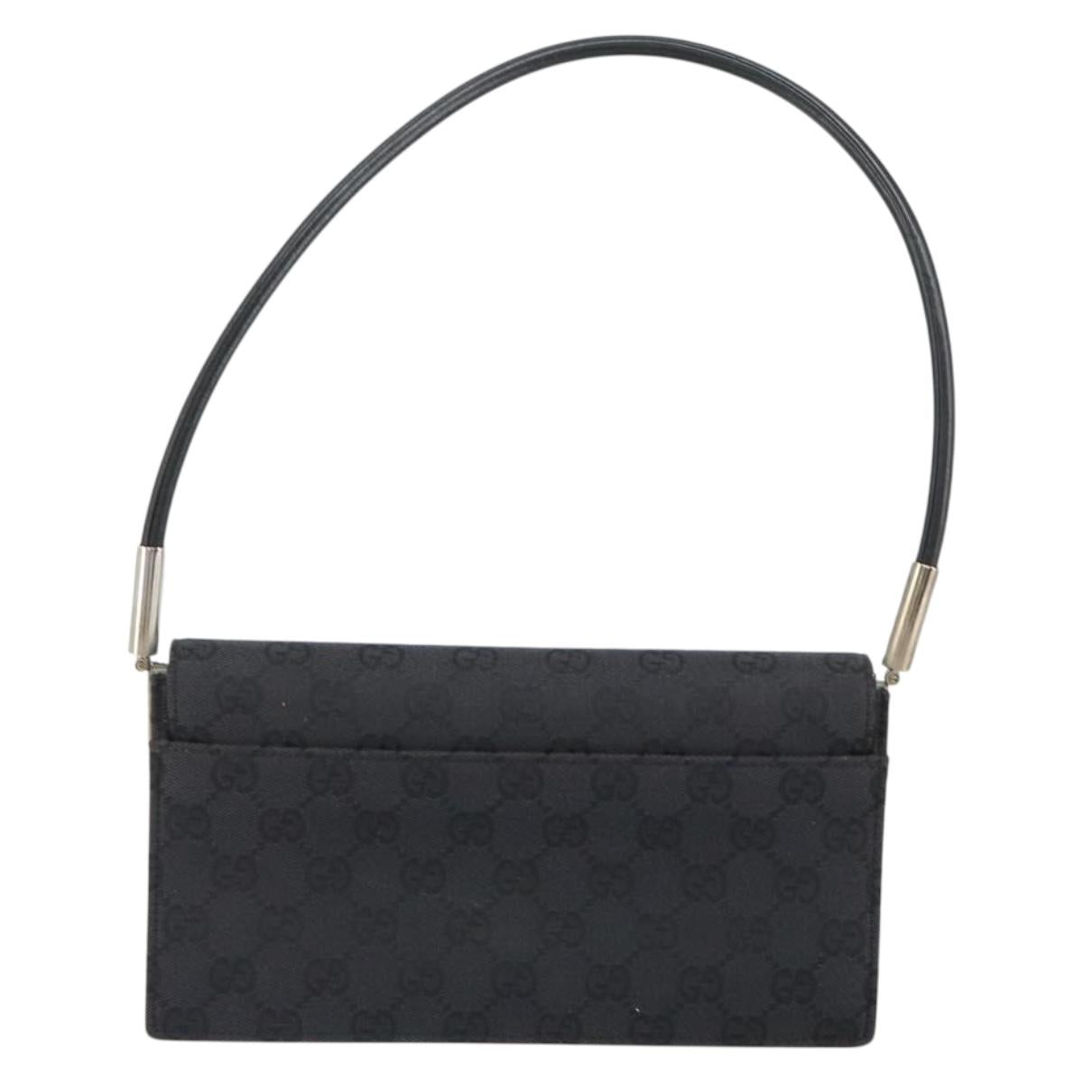 GUCCI GG Canvas Shoulder Bag Black Silver 001 3815 Auth gh1129