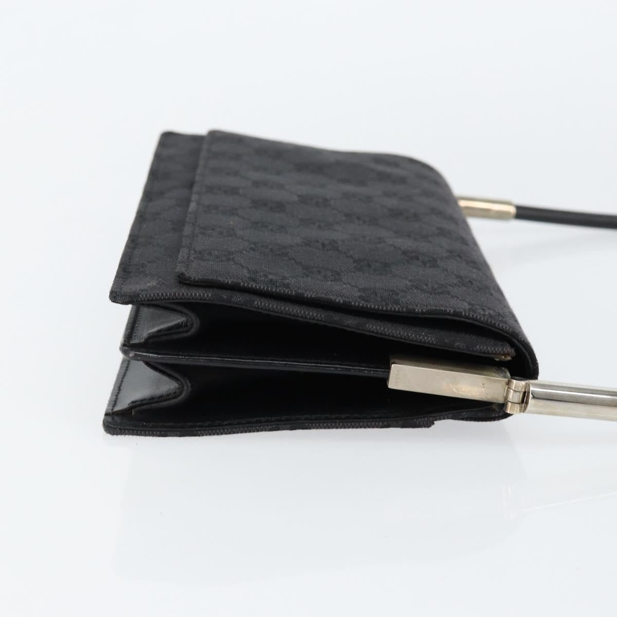 GUCCI GG Canvas Shoulder Bag Black Silver 001 3815 Auth gh1129