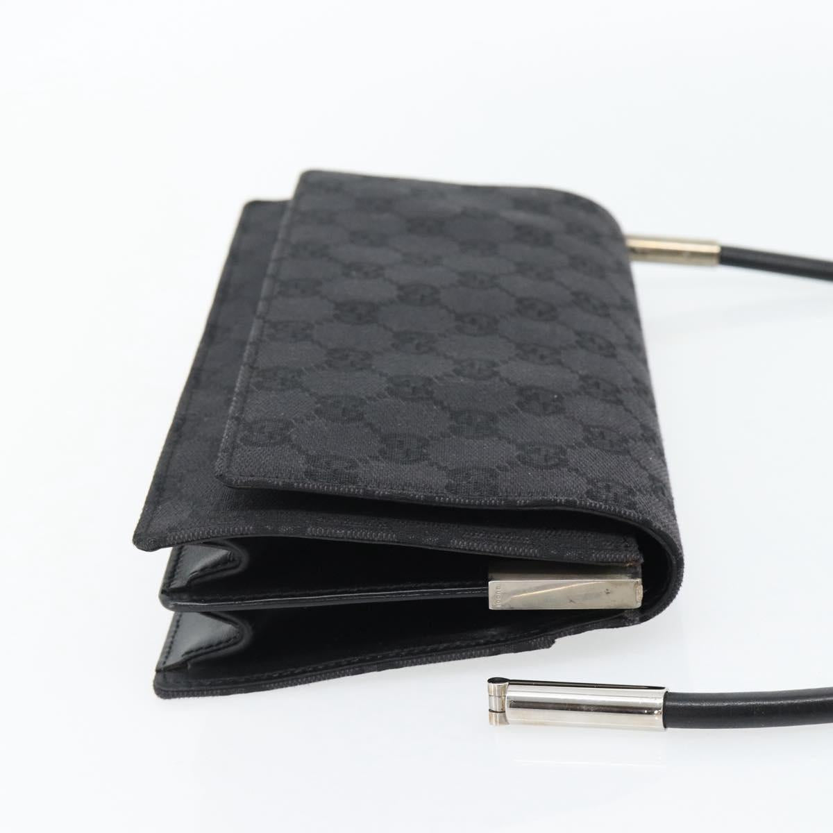 GUCCI GG Canvas Shoulder Bag Black Silver 001 3815 Auth gh1129