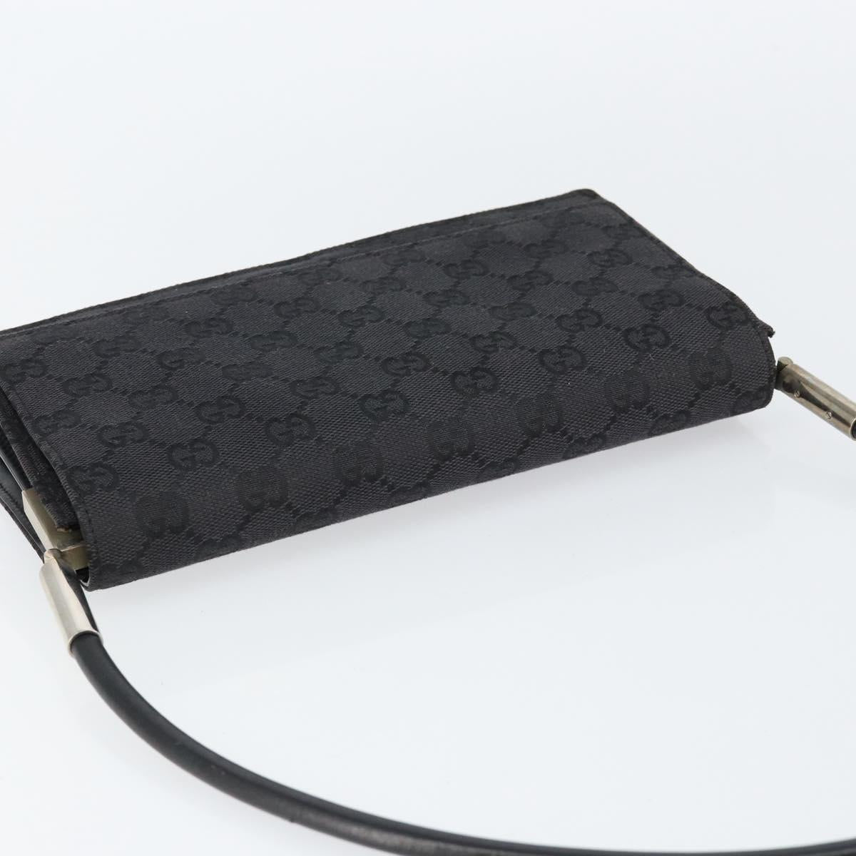 GUCCI GG Canvas Shoulder Bag Black Silver 001 3815 Auth gh1129
