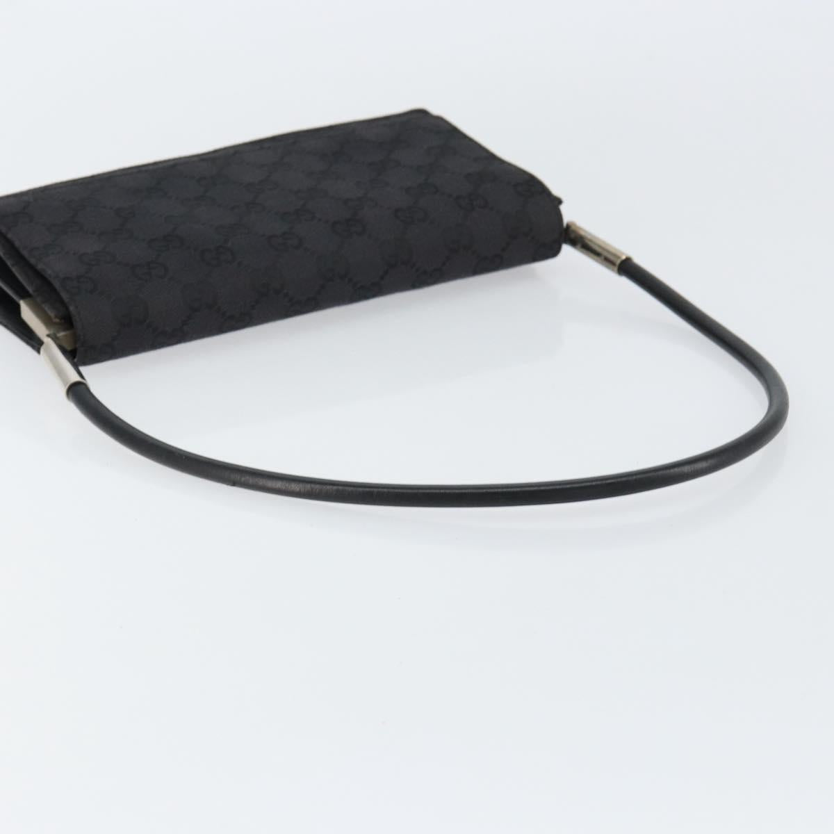 GUCCI GG Canvas Shoulder Bag Black Silver 001 3815 Auth gh1129