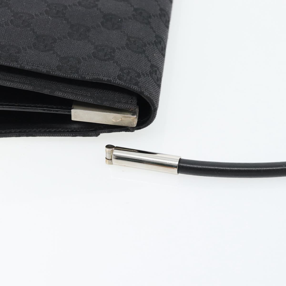 GUCCI GG Canvas Shoulder Bag Black Silver 001 3815 Auth gh1129