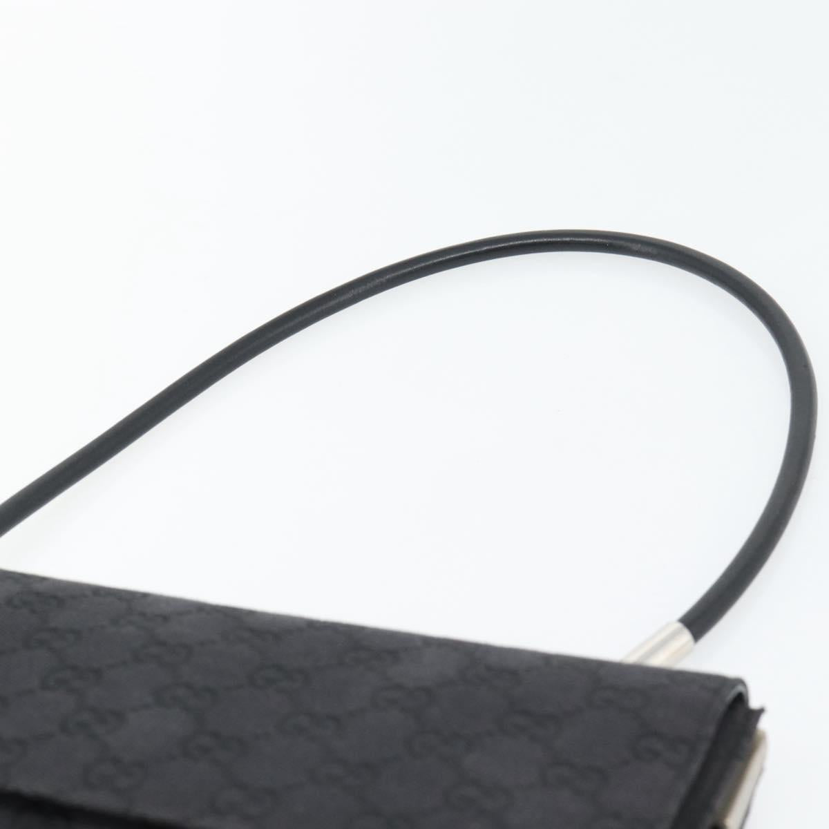 GUCCI GG Canvas Shoulder Bag Black Silver 001 3815 Auth gh1129