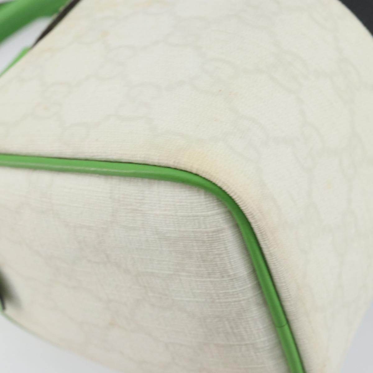 GUCCI GG Supreme Sherry Line Boston Bag PVC White Gold Green 190257 Auth gh1133