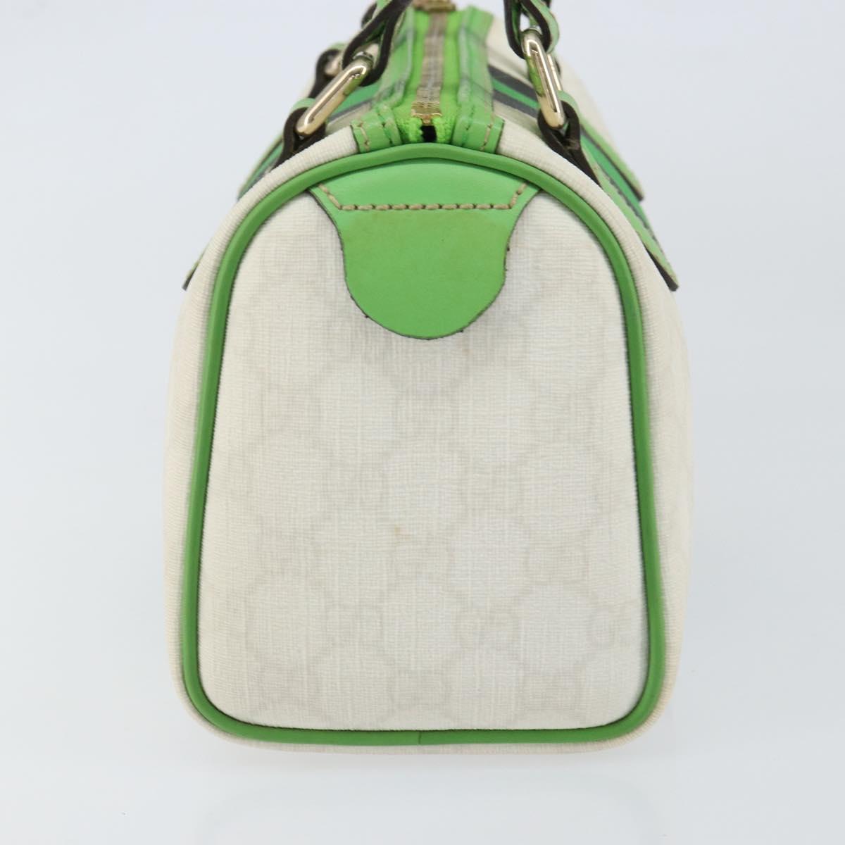 GUCCI GG Supreme Sherry Line Boston Bag PVC White Gold Green 190257 Auth gh1133